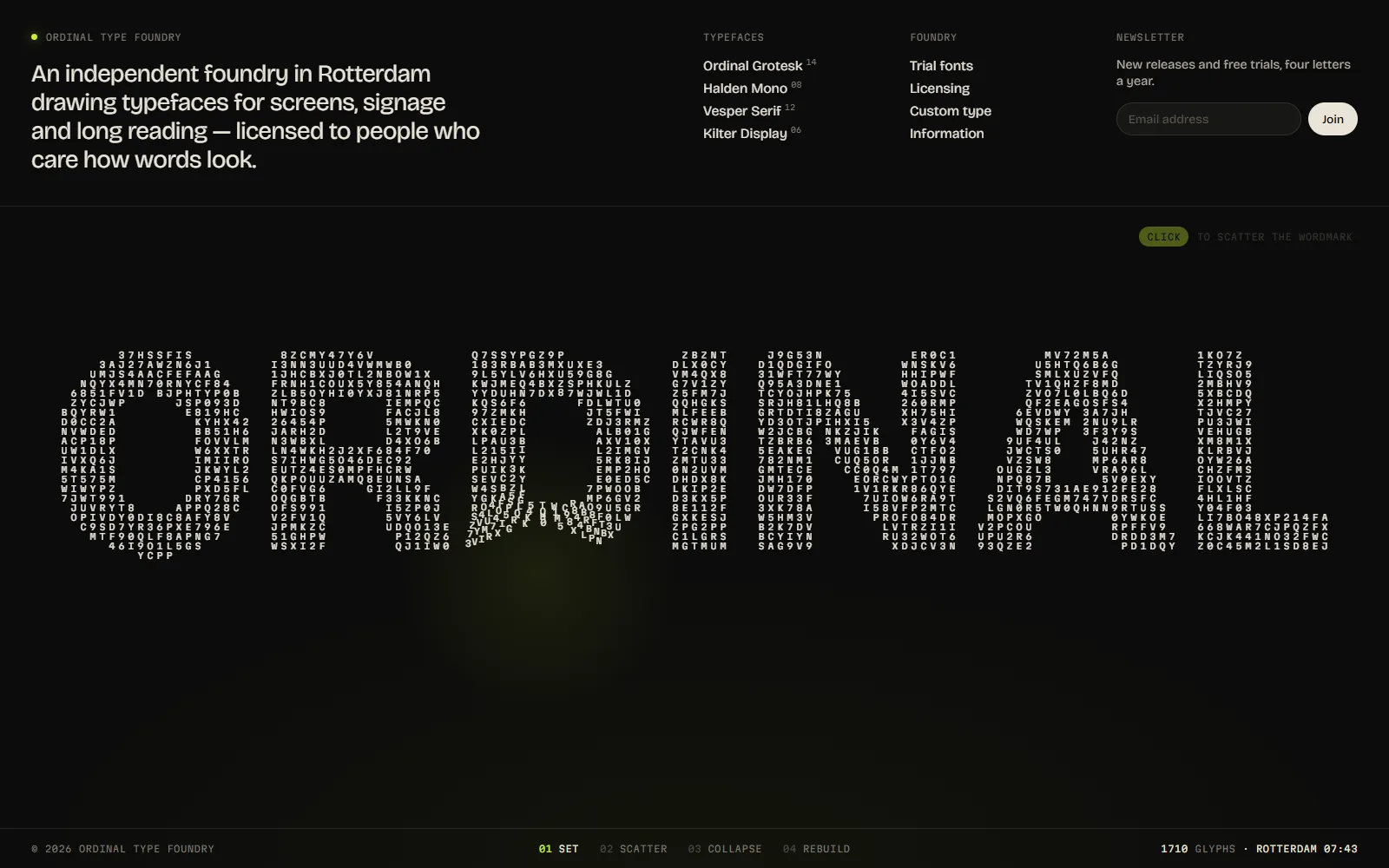 Glyph Collapse Footer
